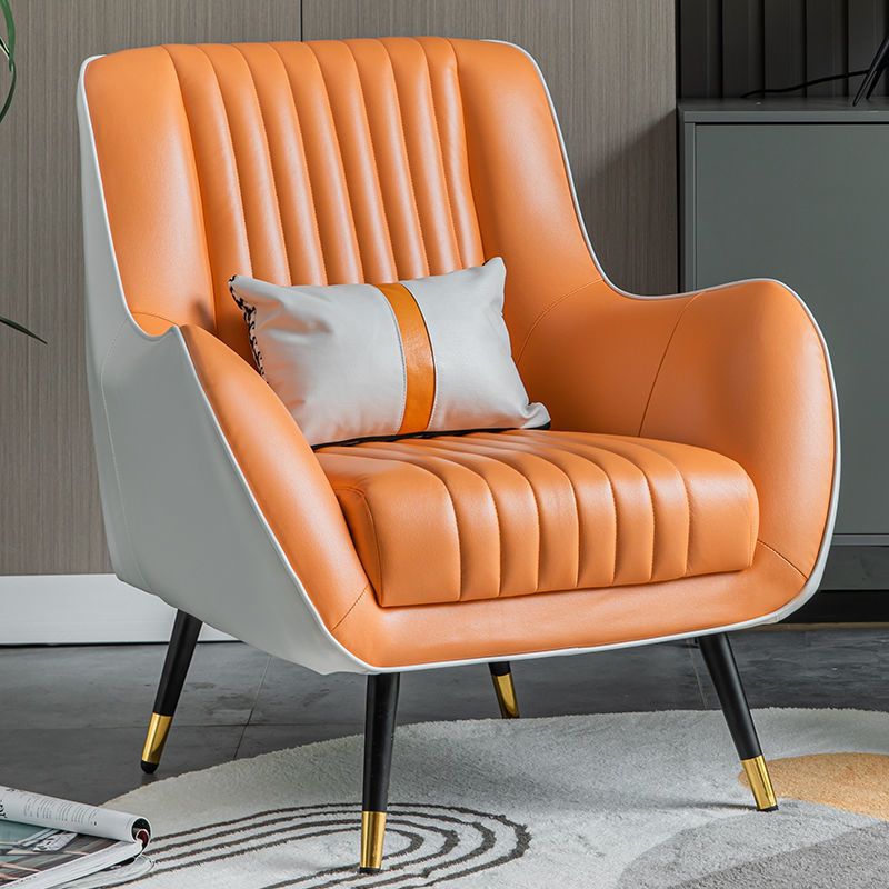 Contemporary Bonded Leather Arms Included Basic Four Leg Accent Armchair