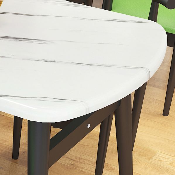 Standard Wood Top Dining Room Set with 4 Black Wood Legs Base for Dining Furniture