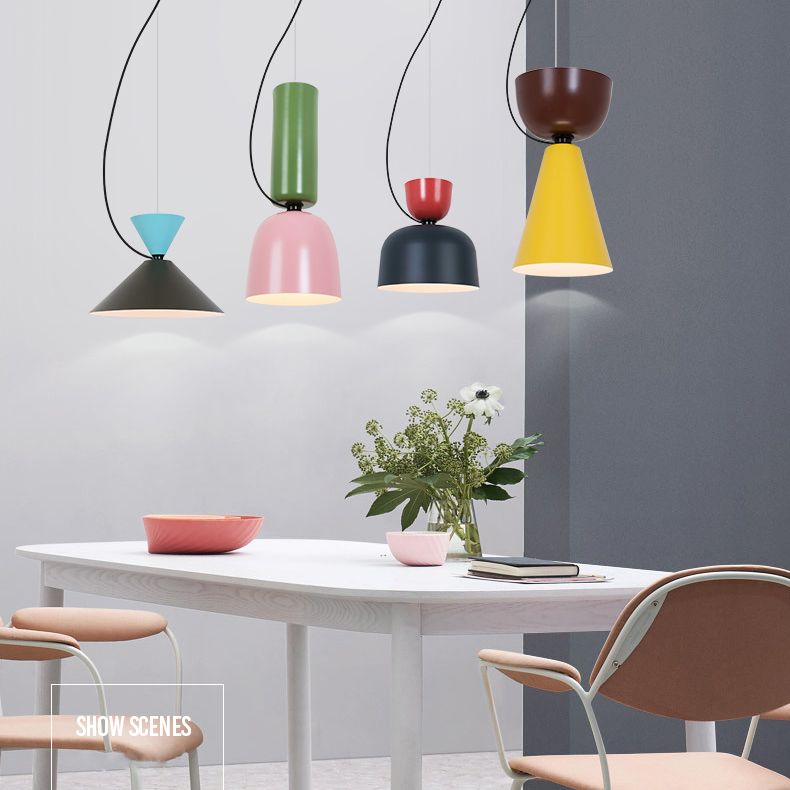 Shaded Hanging Light Fixture Nordic Style Metal Ceiling Pendant Light for Dinning Room