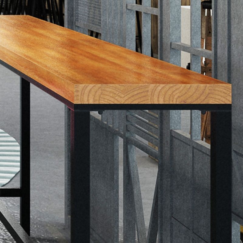 Industrial Style Solid Wood Top Rectangle Bar Dining Table for Dining Room