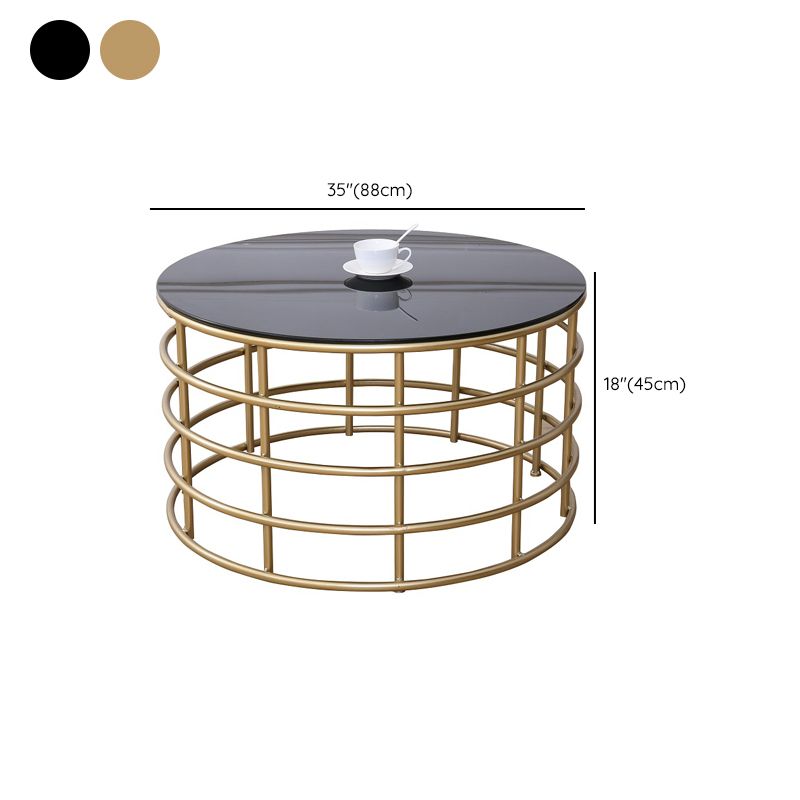 Contemporary Simple Glass Round Coffee Cocktail Table - 17.7" H