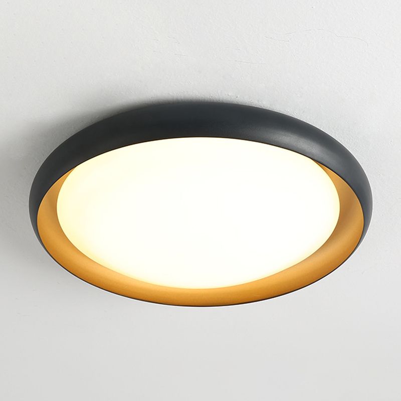 Single Black Flush Mount Lighting Modernism Shaded Ceiling Light for Bedroom