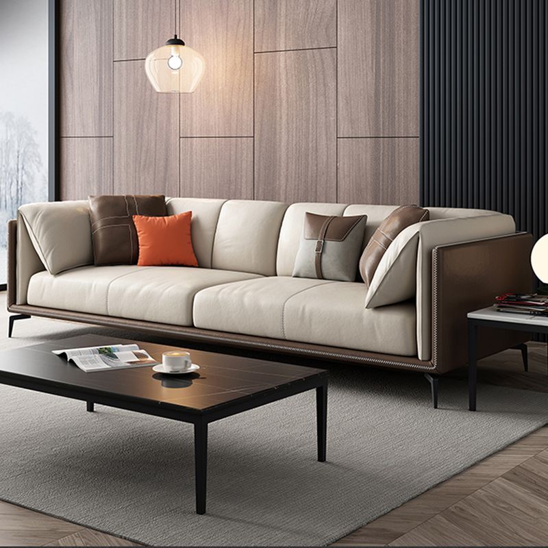 30.7" H Modern Cushions Sofa Genuine Leather Pillow Top Arm Sofa & Chaise