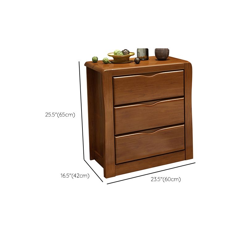 Mid-Century Modern Accent Chest with Drawers in Brown Rubberwood