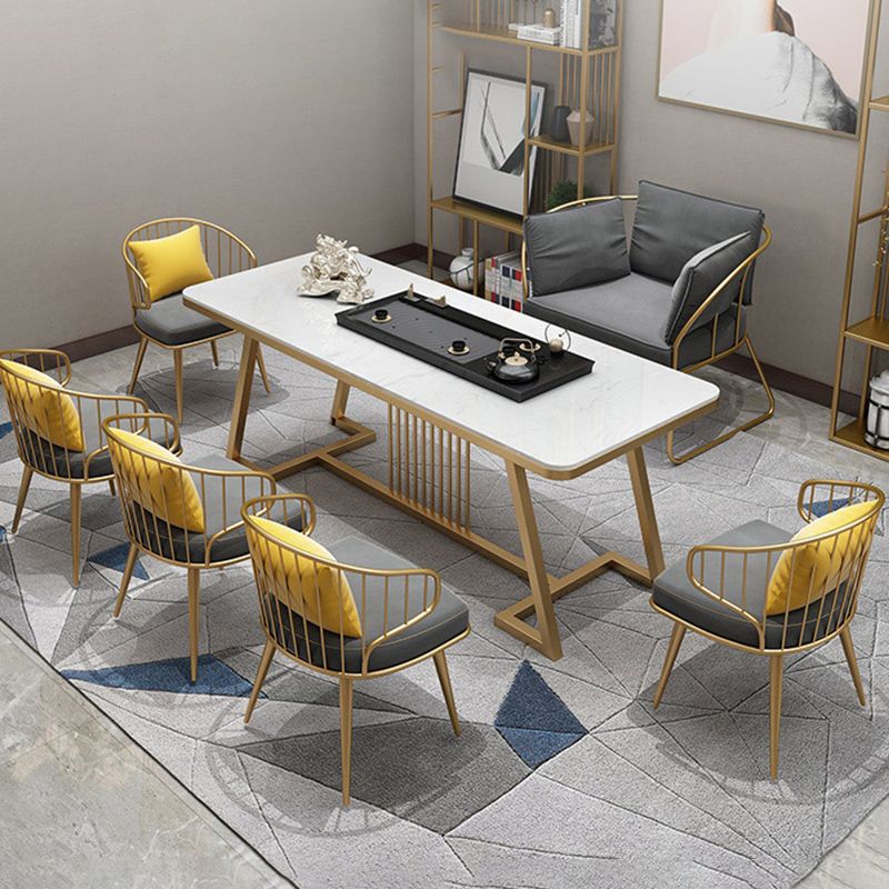 Metal Windsor Back Arm Chairs Upholstered Dining Chairs in Grey