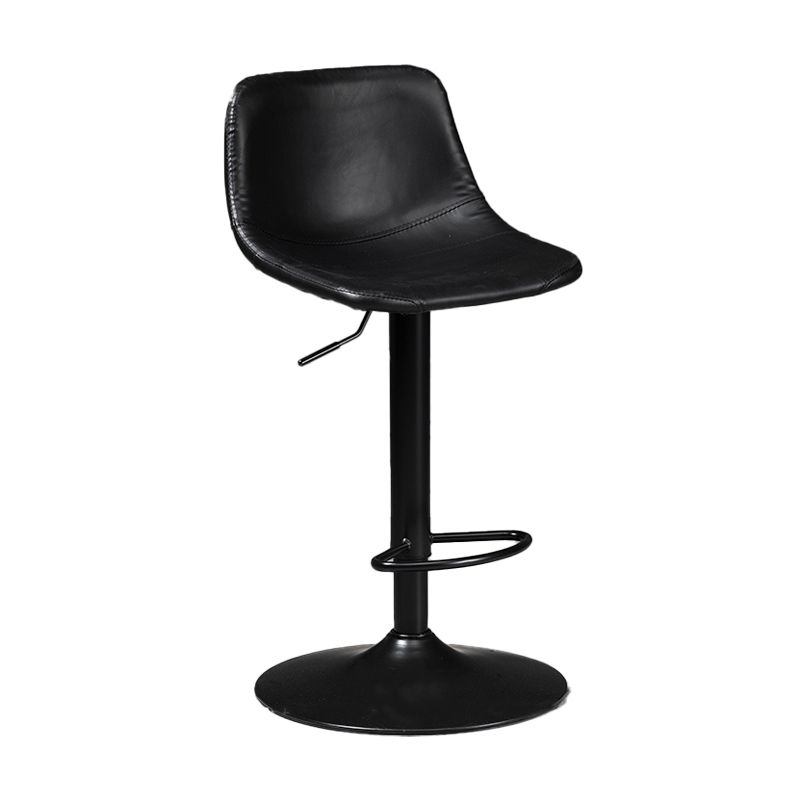 Taburete de bar de estilo industrial, asiento de cuero con respaldo bajo para barra de cocina