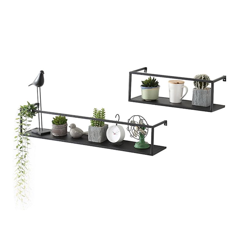 Industrial Style Metal Bookcase Wall Mounted Rectangular Shelves