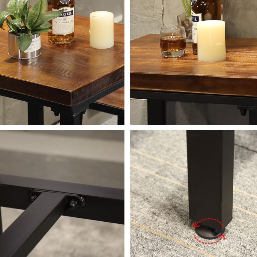 Industrial 1/3/4/5 Pieces Bar Table Set Square Pine Wood Counter Table for Cafe