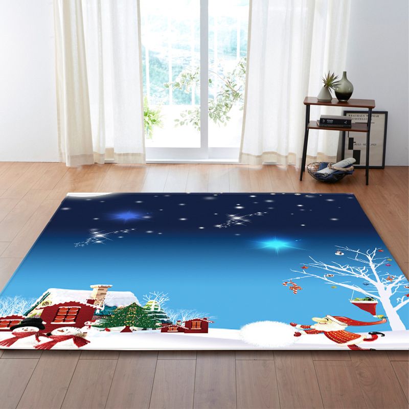 Red Modern Carpet Polyester Santa Claus Carpet Non-Slip Backing Carpet for Home Decor