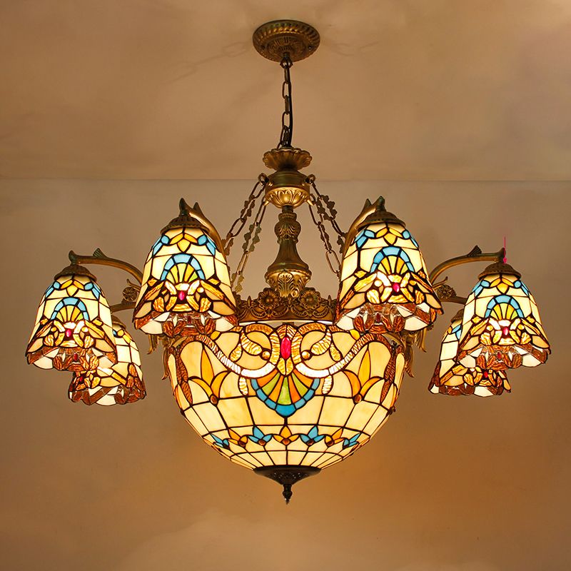 Sputnik Pendante en fer forgé dans Tiffany Creative Style Glass Sanging Lamping for Dining Room