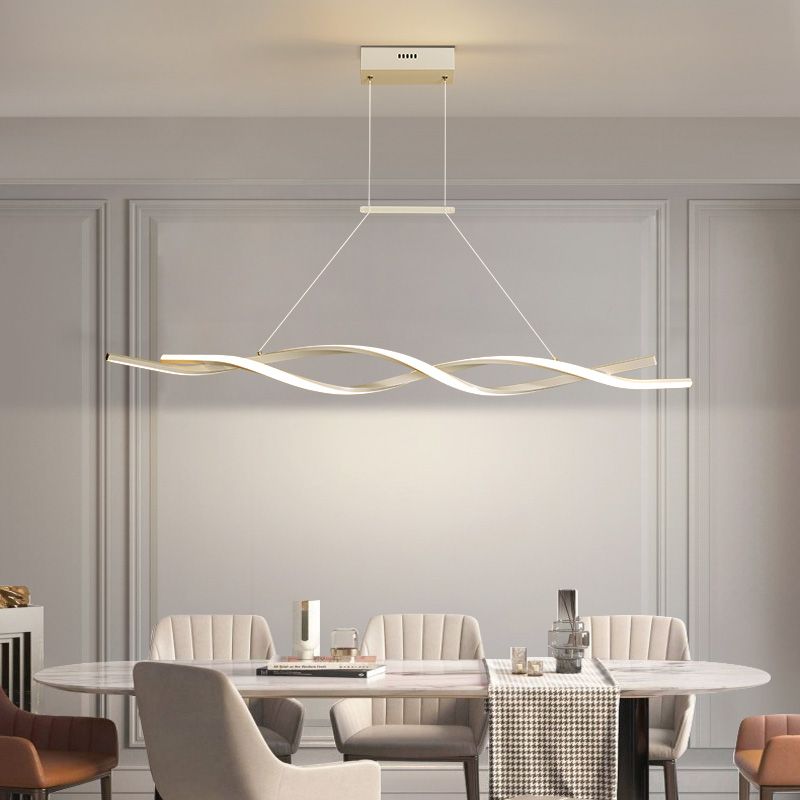 Modern Metal Island Light armatuur Lineair Restaurant Hanglamp met 2-head met acrylschaduw