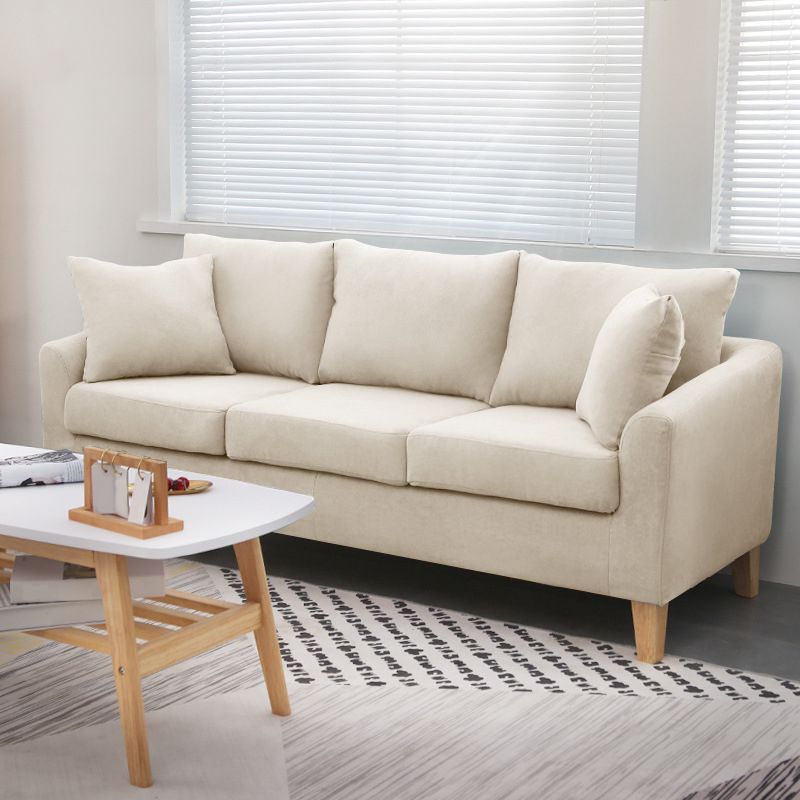 Scandinavian Pillow Top Arm Sofa with Sewn Pillow Back for Apartment