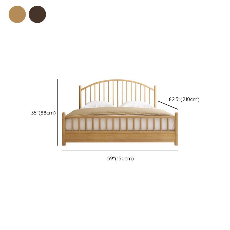 Northern European Wood Slat Bed Frame With Headboard and Footboard