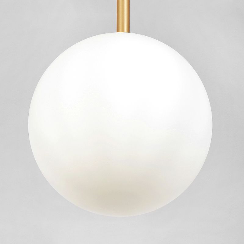 Ball Bedside Hanging Light Opaline Glass 1-Light Minimalist Suspension Pendant in Brass