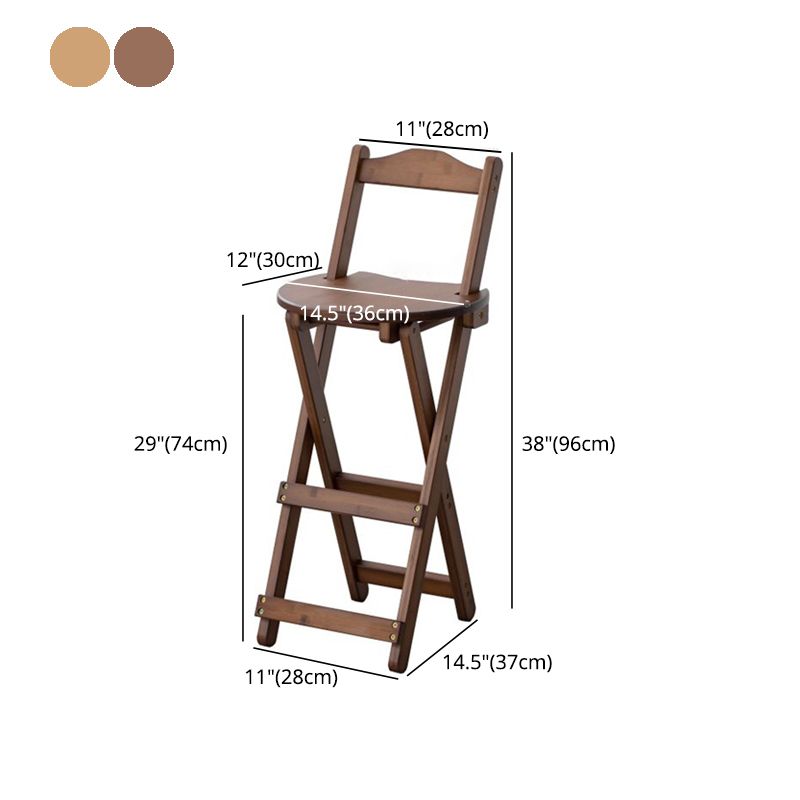 Contemporary Solid Wood Folding Bar Stool Indoor Bar Stool with Wooden Seat