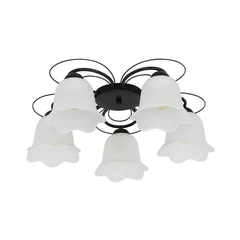 Black Shaded Semi Flush Mount Light Simple-Style Glass Living Room Ceiling Light