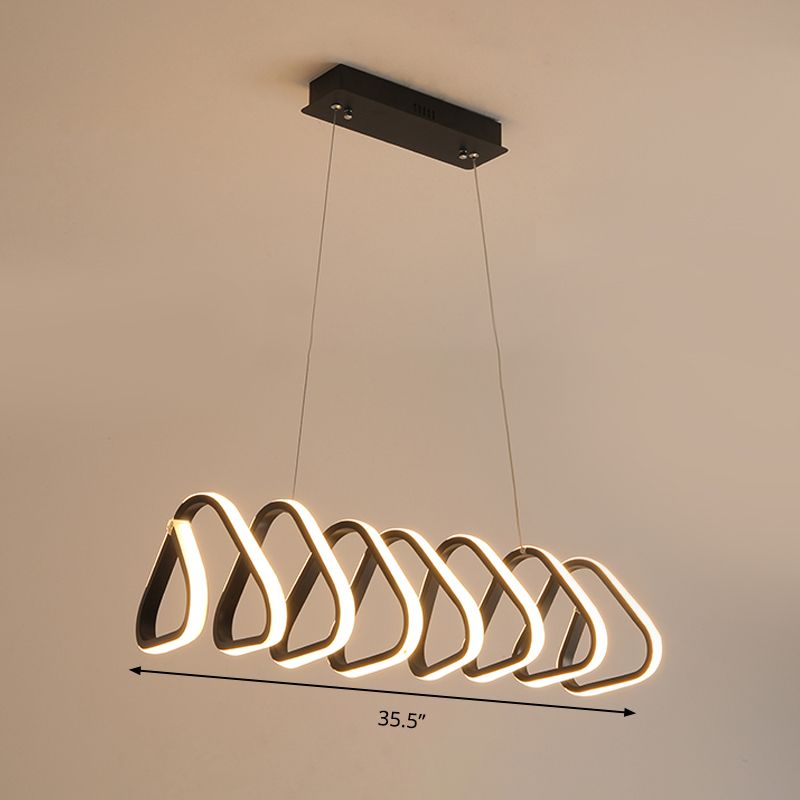Triangle/Trapezoid Acrylic Hanging Lamp Kit Contemporary LED Black Chandelier in Warm/White/Natural Light