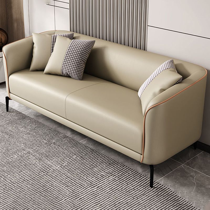 Contemporary Faux Leather Sofa with Single Cushion Seat 3-Seat Tuxedo Arm Sofa