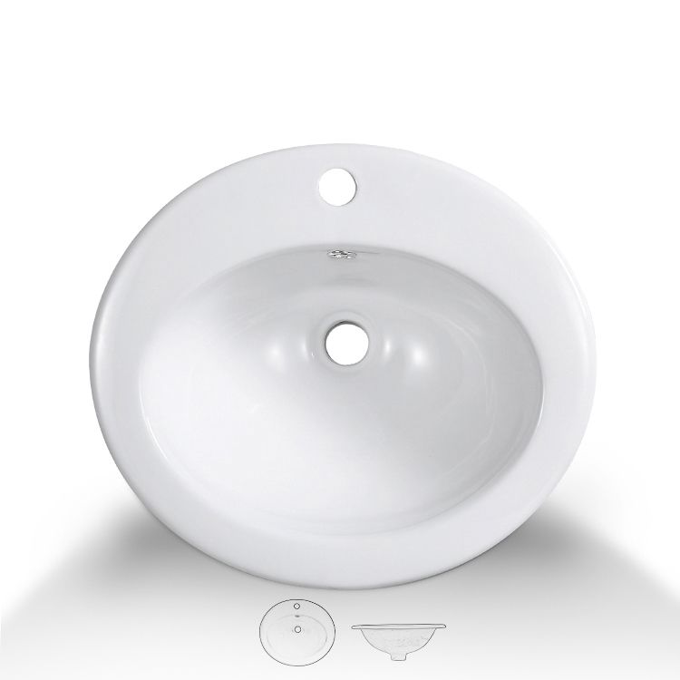 Traditional Wash Stand Oval Shape Porcelain with Pop-Up Drain Vessel Bathroom Sink