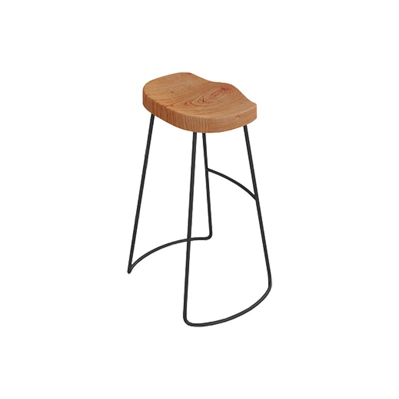 Wood Backless Dining Stools Contemporary Bar Stools with Footrest
