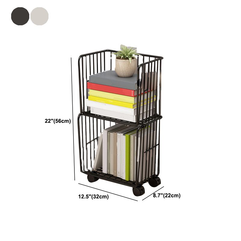 Contemporary Metal Shelf Bookcase Closed Back Vertical Bookcase