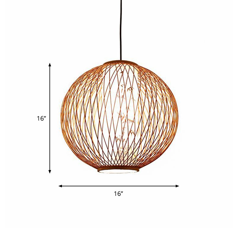 Tradición de iluminación de colgante de bola Bambú 1 bombilla 16 "/19.5" /23.5 "de ancho de madera de ancho Kit de madera colgante