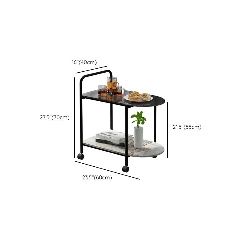 Modern Glass Top Side Table 27.55-inch 4 Legs End Table with Casters