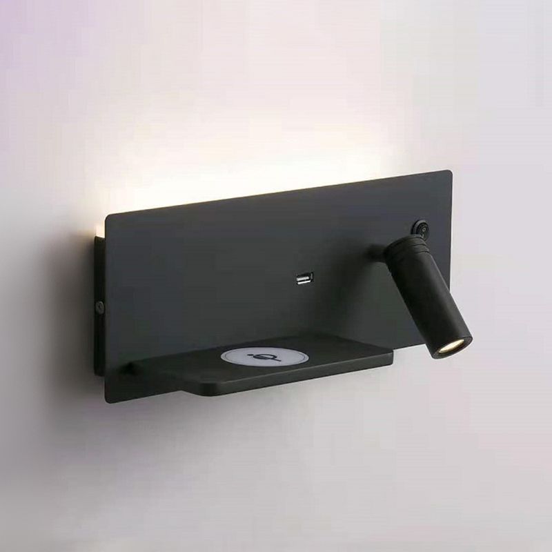 Lámparas de pared rectangulares de estilo contemporáneo metal 2 luces lectura de luz de pared