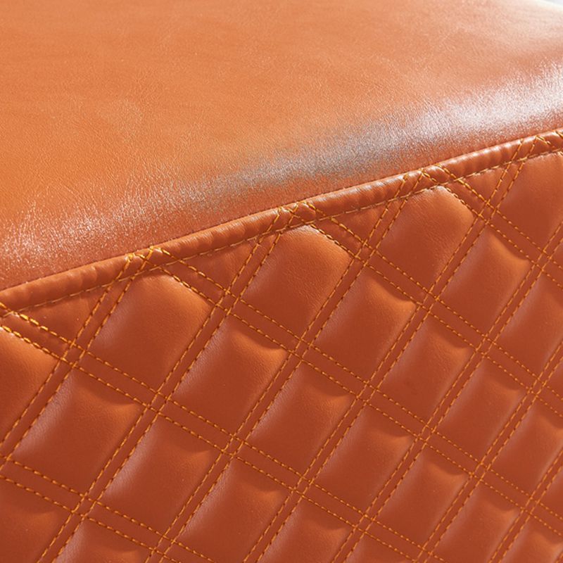 Glam Pouf Ottoman Faux Leather Upholstered Square Ottoman with Metal Legs