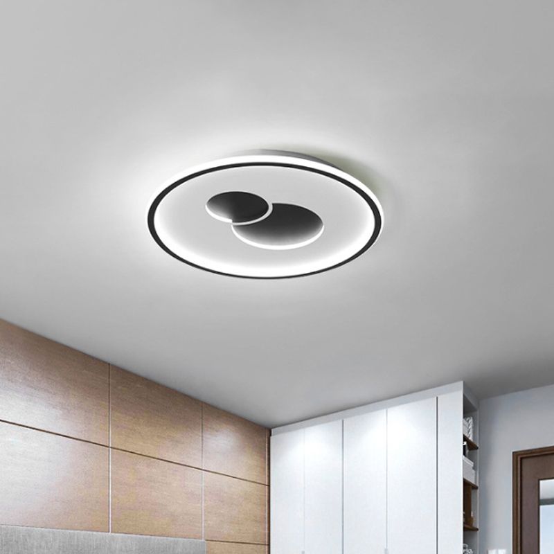 16"/19.5" Dia Circular LED Flushmount Simplicity Acrylic Bedroom Close to Ceiling Light in Black/Gold