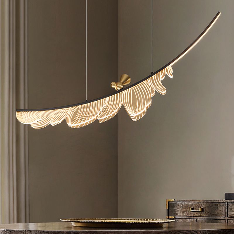 Modern Leaf Island Light 1-Light Restaurant Pendant Lighting Fixtures with Acrylic Shade