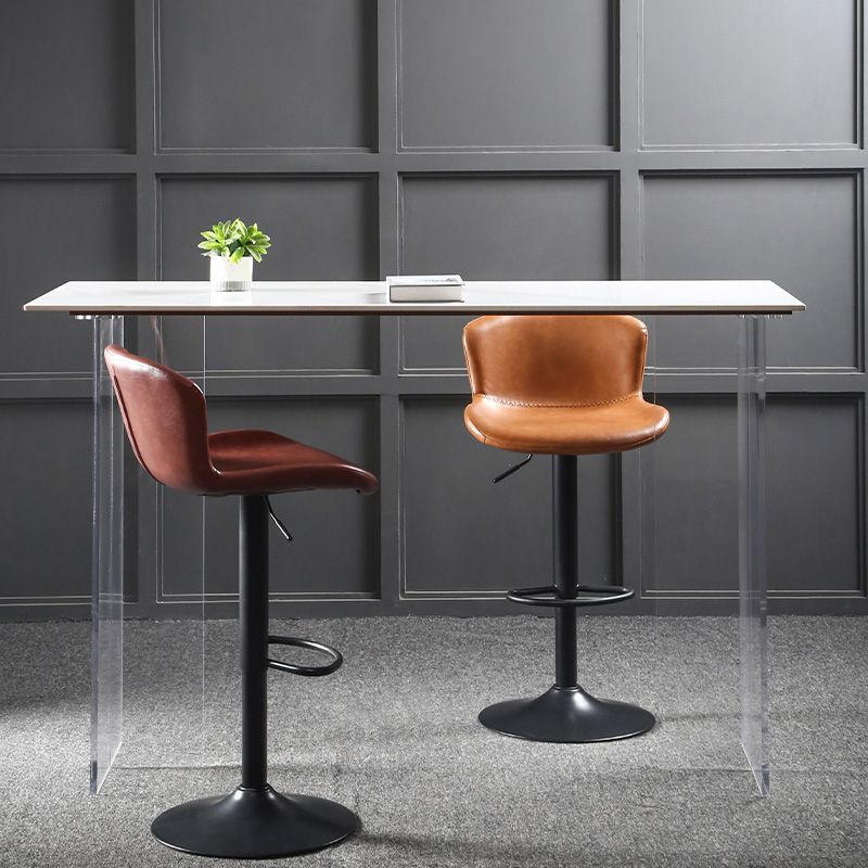 Modern Backrest Rotatable Counter Stool Iron Bar Stool with Cushion and Pedal