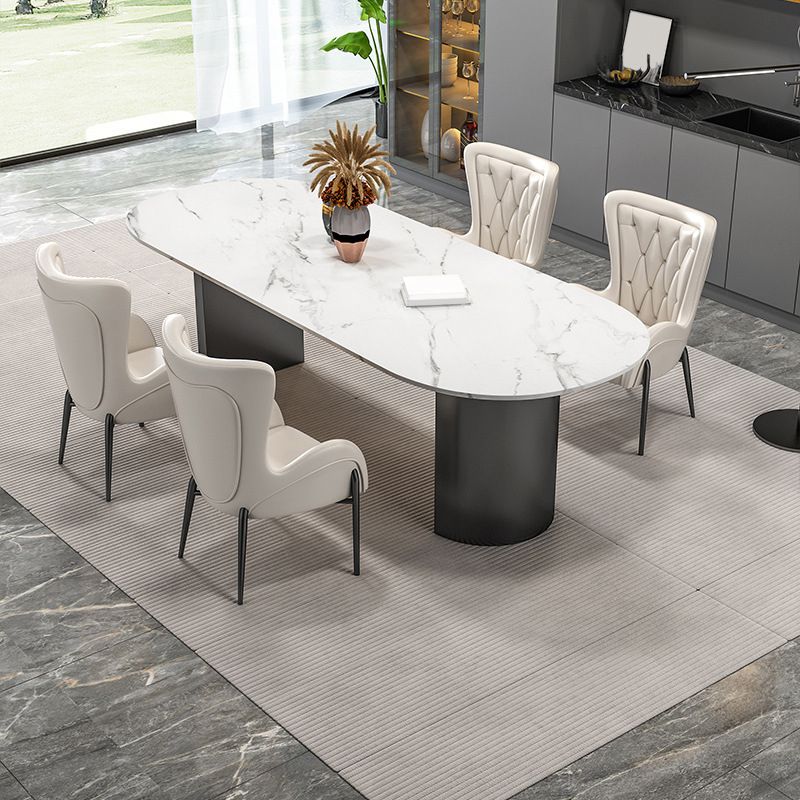 Modern Sintered Stone Dining Table Double Pedestal Table for Home Use
