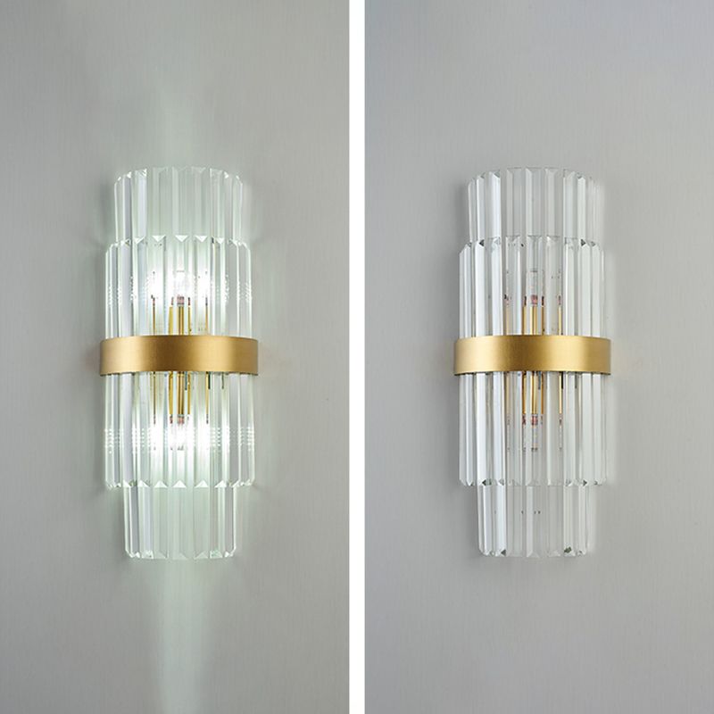 Crystal Geometry Shape Wall Lights Modern Style 2 Light Wall Sconce for Bedroom