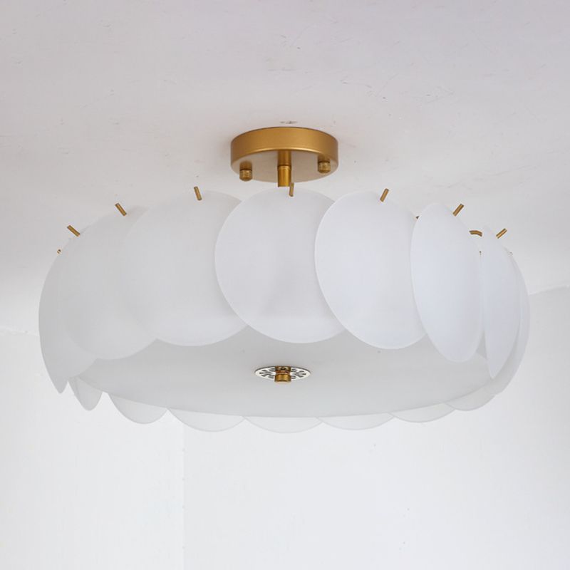 Nordic Ceiling Lighting White Glass Semi Flush Mount for Bedroom