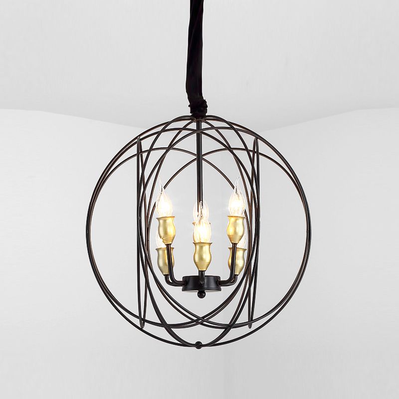 Wrought Iron Hanging Pendant Lights Vintage Global Hanging Lamps for Living Room