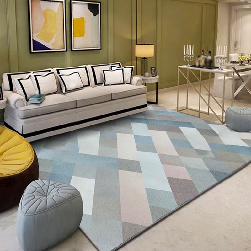 Multicolor Geometric Pattern Rug Polyester Contemporary Rug Washable Anti-Slip Pet Friendly Area Rug for Study