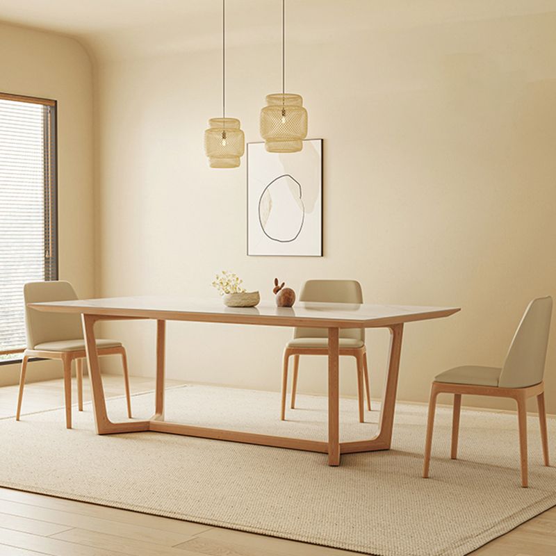 Industrial Dining Room Table Rectangle Stone Dining Site Table in White