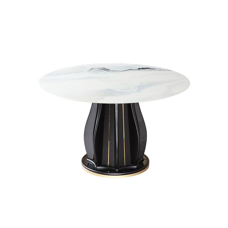 Contemporary Dining Table Stone and Solid Wood Dinette Table
