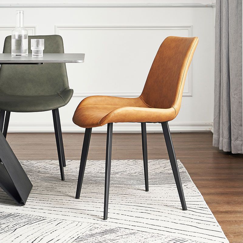 Industrial Faux Leather Dining Chairs Solid Back Chair for Kitchen