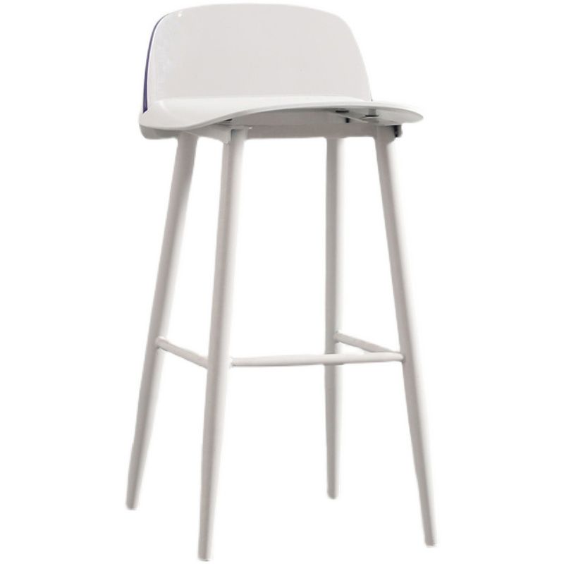 Nordic Armless Backrest Counter Stool Iron Kitchen Bar Stool with Acrylic Seat and Pedal