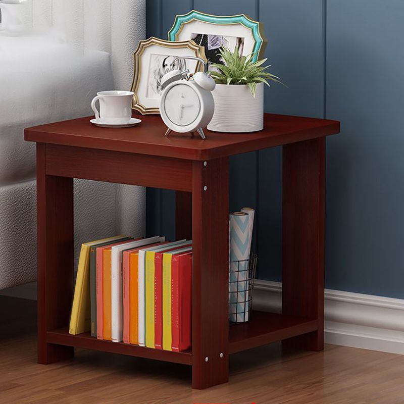 Farmhouse Licing Room Wood Side Table Four-Leg Side Table with One Shelf