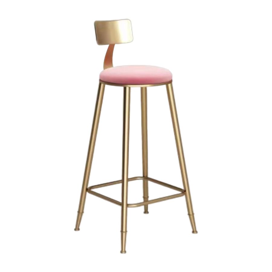 Glam Velvet Low Back Bar Stool Matte Finish Footrest Home Stool