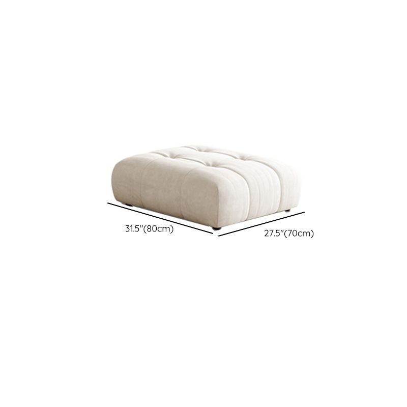 Modern Genuine Leather Square Arm Sofa White Sofa with Bolster Pillows