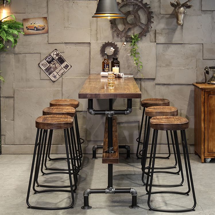 Industrial Style Rectangle Bar Table Solid Wood Milk Tea Shop Casual Bar Table