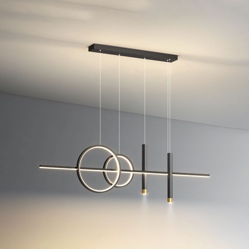 Modern Concise LED Pendant Light Metal 5-Light Island Light for Dining Room