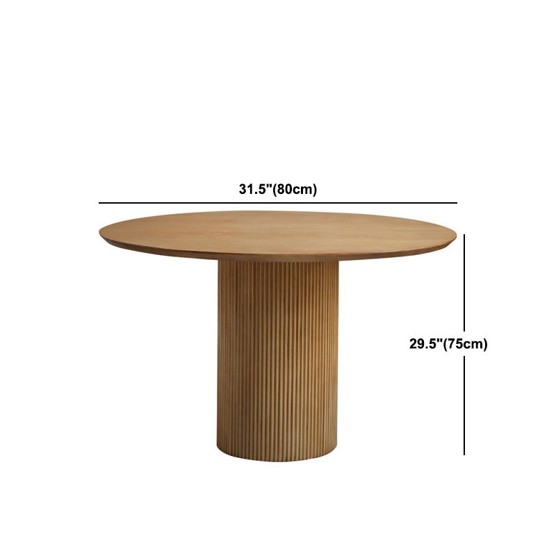 Round Dining Table Contemporary Style Solid Wood Brown Dinner Table
