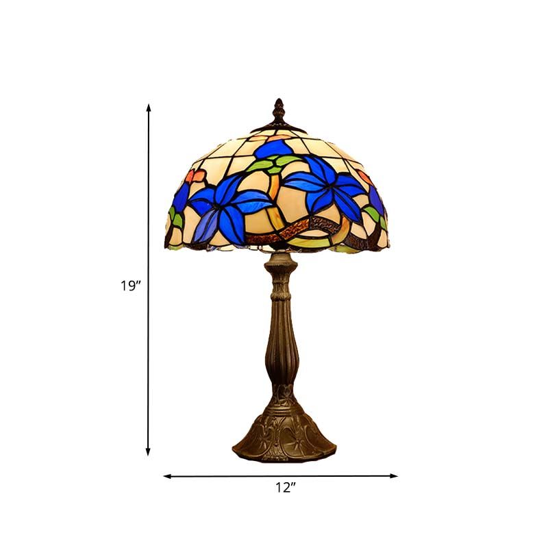 Gebrandschilderd brons Bronze nachtkastje Verlichtingskoepel 1 licht Tiffany Nachttafel Licht met Gardenia -patroon