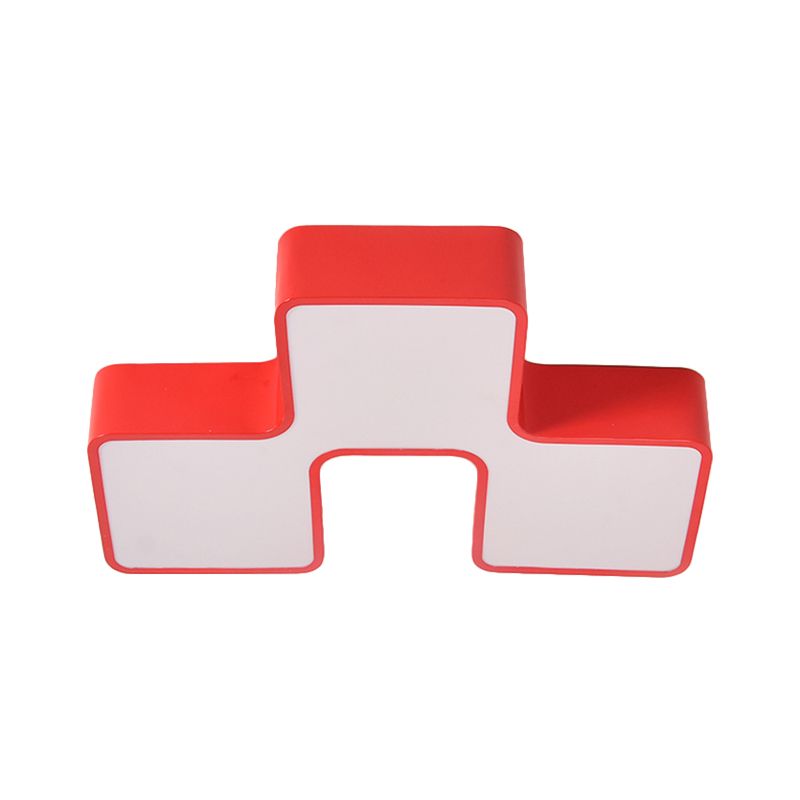 Building Block Kindergarten Flush Mount Light Acrilic LED Kids Aithing Secondo Red/Yellow