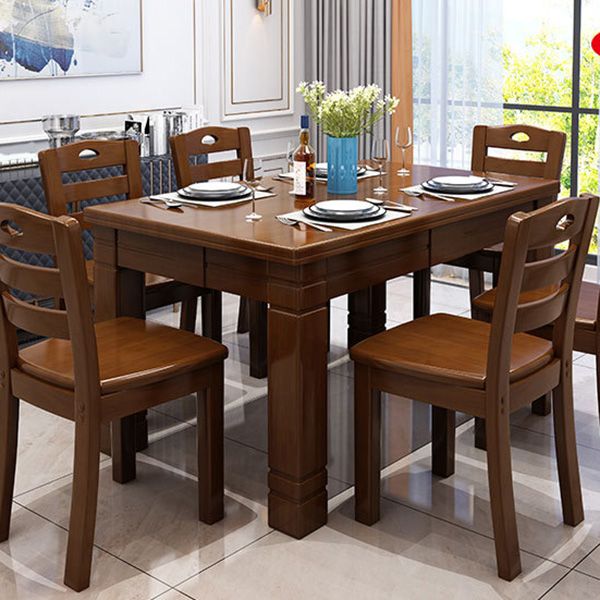 Solid Wood Dining Table 4 Legs Dining Room Table for Kitchen